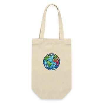 Erde Planet - Geschenkbeutel für Flaschen - Natur - Vorne