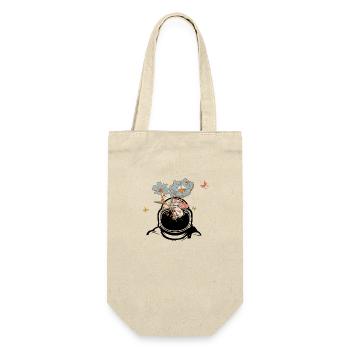 Astronaute avec des fleurs rétro - idée cadeau - Sac à bouteille - nature - Devant