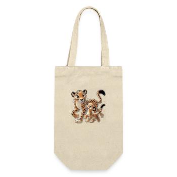 Mère guépard avec son enfant gambadant - Sac à bouteille - nature - Devant