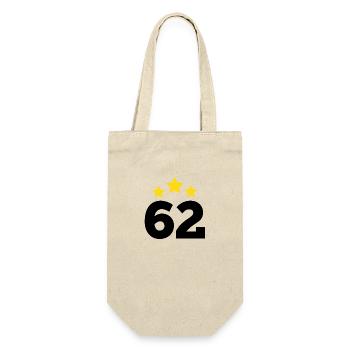 62 Jahre Stern - Geschenk zum 62. Jubiläum - Geschenkbeutel für Flaschen - Natur - Vorne