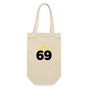 69 Jahre Stern - Geschenk zum 69. Jubiläum - Geschenkbeutel für Flaschen - Natur - Vorne