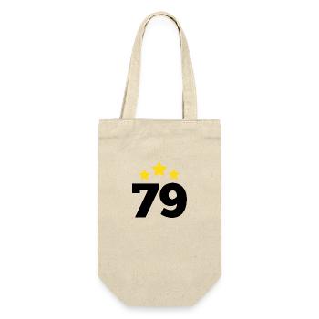 79 Jahre Stern - Geschenk zum 79. Jubiläum - Geschenkbeutel für Flaschen - Natur - Vorne