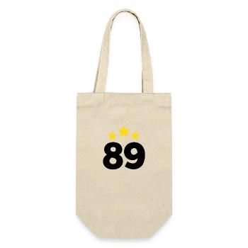 89 Jahre Stern - Geschenk zum 89. Jubiläum - Geschenkbeutel für Flaschen - Natur - Vorne