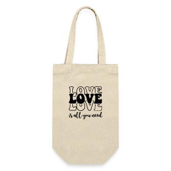 xoxo love you amore Blumen Frauen Valentinstag 14 - Geschenkbeutel für Flaschen - Natur - Vorne