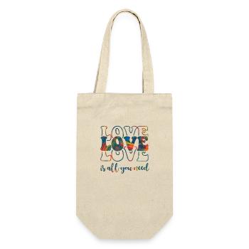 xoxo love you amore Blumen Frauen Valentinstag 14 - Geschenkbeutel für Flaschen - Natur - Vorne