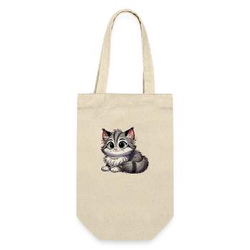 Norwegische Waldkatze Baby - Geschenkbeutel für Flaschen - Natur - Vorne