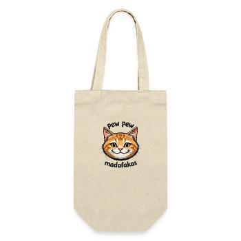 pew pew cat 094238 - Geschenkbeutel für Flaschen - Natur - Vorne
