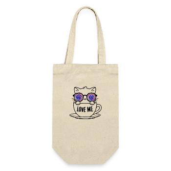 Schwarze Hypnose Katze mit bunten Augen in Tasse - Geschenkbeutel für Flaschen - Natur - Vorne