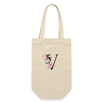 Letter v pink flowers - Gift Bag for Bottles - nature - Front