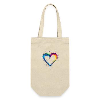 Buntes Herz Liebe Valentinstag Geschenk - Geschenkbeutel für Flaschen - Natur - Vorne