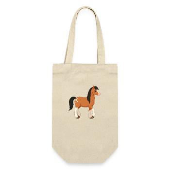 Falabella Pony echt - Geschenkbeutel für Flaschen - Natur - Vorne
