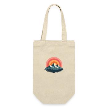 Vintage Berg mit retro Sonnenuntergang - Geschenkbeutel für Flaschen - Natur - Vorne