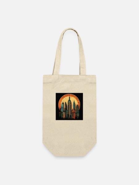 New York Art Deco - Geschenkbeutel für Flaschen - Natur