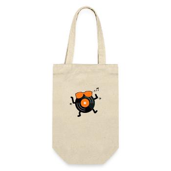 Cool Dancing Vinyl Record Mascot with Sunglasses - Sac à bouteille - nature - Devant
