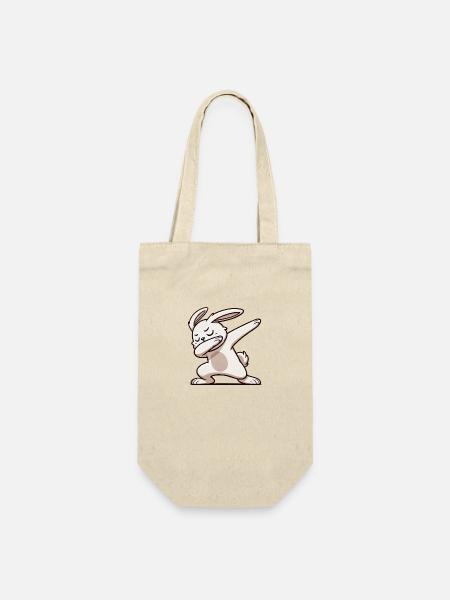 hase rabbit dabbing - Geschenkbeutel für Flaschen - Natur