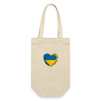 Ukraine Herz - Geschenkbeutel für Flaschen - Natur - Vorne