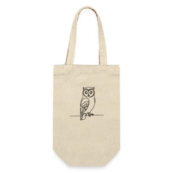 Eule Einzeilig - Geschenkbeutel für Flaschen - Natur - Vorne