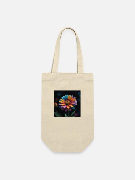 Bunte Blume - Geschenkbeutel für Flaschen - Natur
