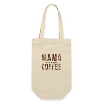 Mama Needs Coffee – für müde Mamas mit Humor. - Geschenkbeutel für Flaschen - Natur - Vorne