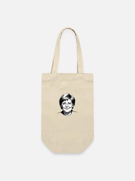 Angela Merkel Smiling Face, Germany - Geschenkbeutel für Flaschen - Natur