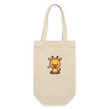 Kleine Giraffe – süß & freundlich - Geschenkbeutel für Flaschen - Natur - Vorne