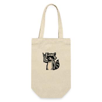 Cooler Waschbär mit Sonnenbrille. - Geschenkbeutel für Flaschen - Natur - Vorne