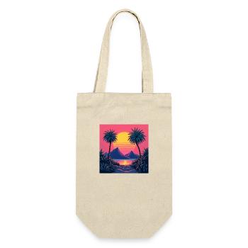 Ein lebendiger, von den 80er Jahren inspirierter Retro-Sonnenuntergang - Geschenkbeutel für Flaschen - Natur - Vorne