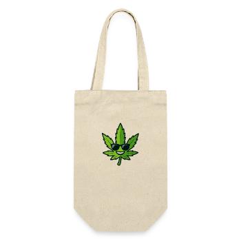 Happy Hemp Leaf with Sunglasses - Gift Bag for Bottles - nature - Front