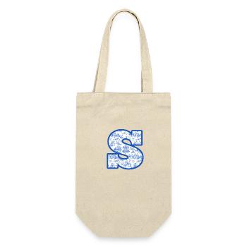 Lettre s chinoiserie bleu - Sac à bouteille - nature - Devant