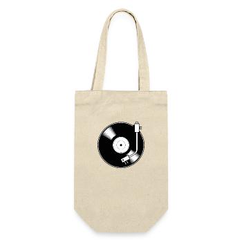 Disque vinyle rétro motif minimal - Sac à bouteille - nature - Devant