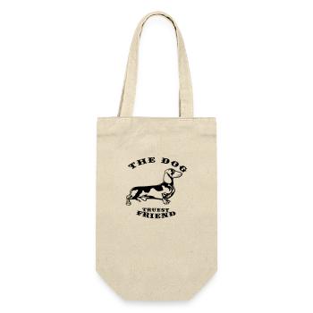 Hund Spruch Tier Katze Hunde Dog Dackel Peanuts - Geschenkbeutel für Flaschen - Natur - Vorne