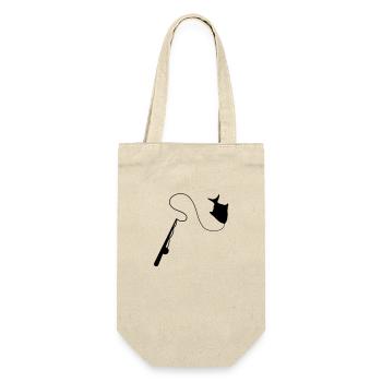 Angelrute Fischer mit einem Haken! Hookline - Geschenkbeutel für Flaschen - Natur - Vorne