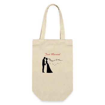 Hochzeit Brautpaar Geschenk Just Married - Geschenkbeutel für Flaschen - Natur - Vorne