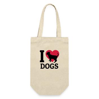 I love dogs - Geschenkbeutel für Flaschen - Natur - Vorne