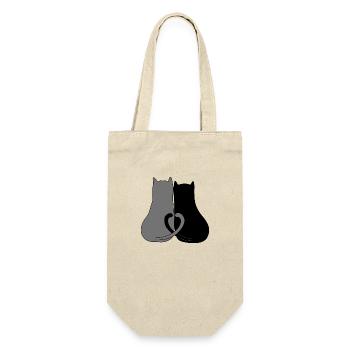 2 heart cat - Gift Bag for Bottles - nature - Front