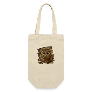 Katzengesicht5 - Geschenkbeutel für Flaschen - Natur - Vorne