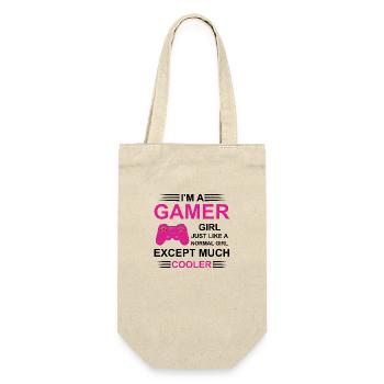 Gamer Girl schwarz - Geschenkbeutel für Flaschen - Natur - Vorne