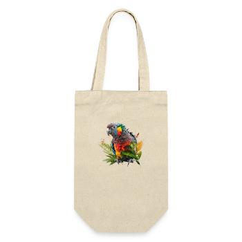 Bunter Papagei im Splash Art Design - für alle - Geschenkbeutel für Flaschen - Natur - Vorne