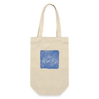 "Krabbe", Boho Line Art Design, Serie "Ocean" - Geschenkbeutel für Flaschen - Natur - Vorne