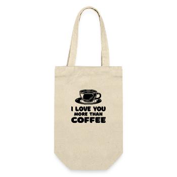 Kaffee Geschenk Kaffeebohne Coffee Tasse Koffein - Geschenkbeutel für Flaschen - Natur - Vorne