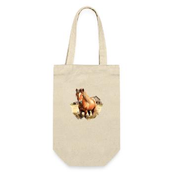 Pony Island Pferd Shetland Pony Shetty - Geschenkbeutel für Flaschen - Natur - Vorne