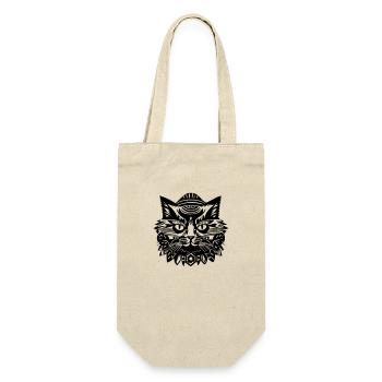Katze - Geschenkbeutel für Flaschen - Natur - Vorne