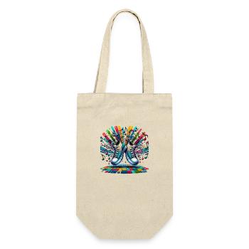 Rhythm Steps: Playful Dancing Sneakers - Gift Bag for Bottles - nature - Front