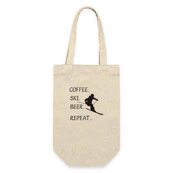 COFFEE SKI BEER REPEAT, Ski fahren - Geschenkbeutel für Flaschen - Natur - Vorne
