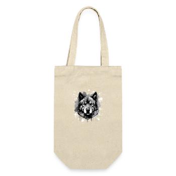 Akita Hund Kopf - Geschenkbeutel für Flaschen - Natur - Vorne