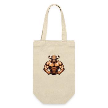 Bulle Stier Muskeln Beast Gym Martial Arts MMA - Geschenkbeutel für Flaschen - Natur - Vorne