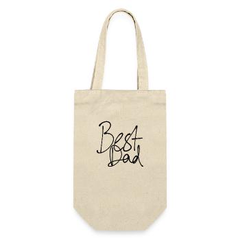 BEST DAD HANDWRITTEN BLACK - Gift Bag for Bottles - nature - Front