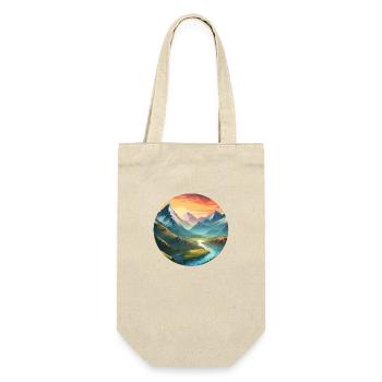 Paysage De Montagne Avec Prairies, Rivière, Coucher De Soleil - Sac à bouteille - nature - Devant