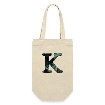 Green Marbled Letter K - Gift Bag for Bottles - nature - Front