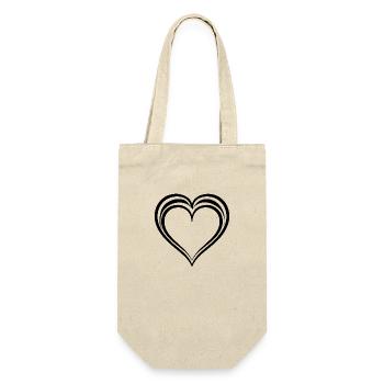 Herz, Liebe, Valentinstag, Symbol - Geschenkbeutel für Flaschen - Natur - Vorne